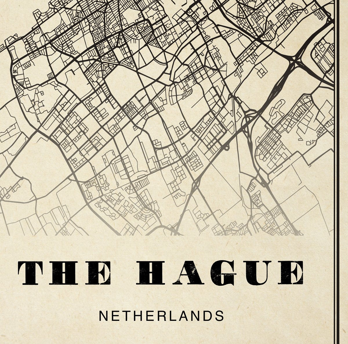 The Hague City Map Sepia Poster