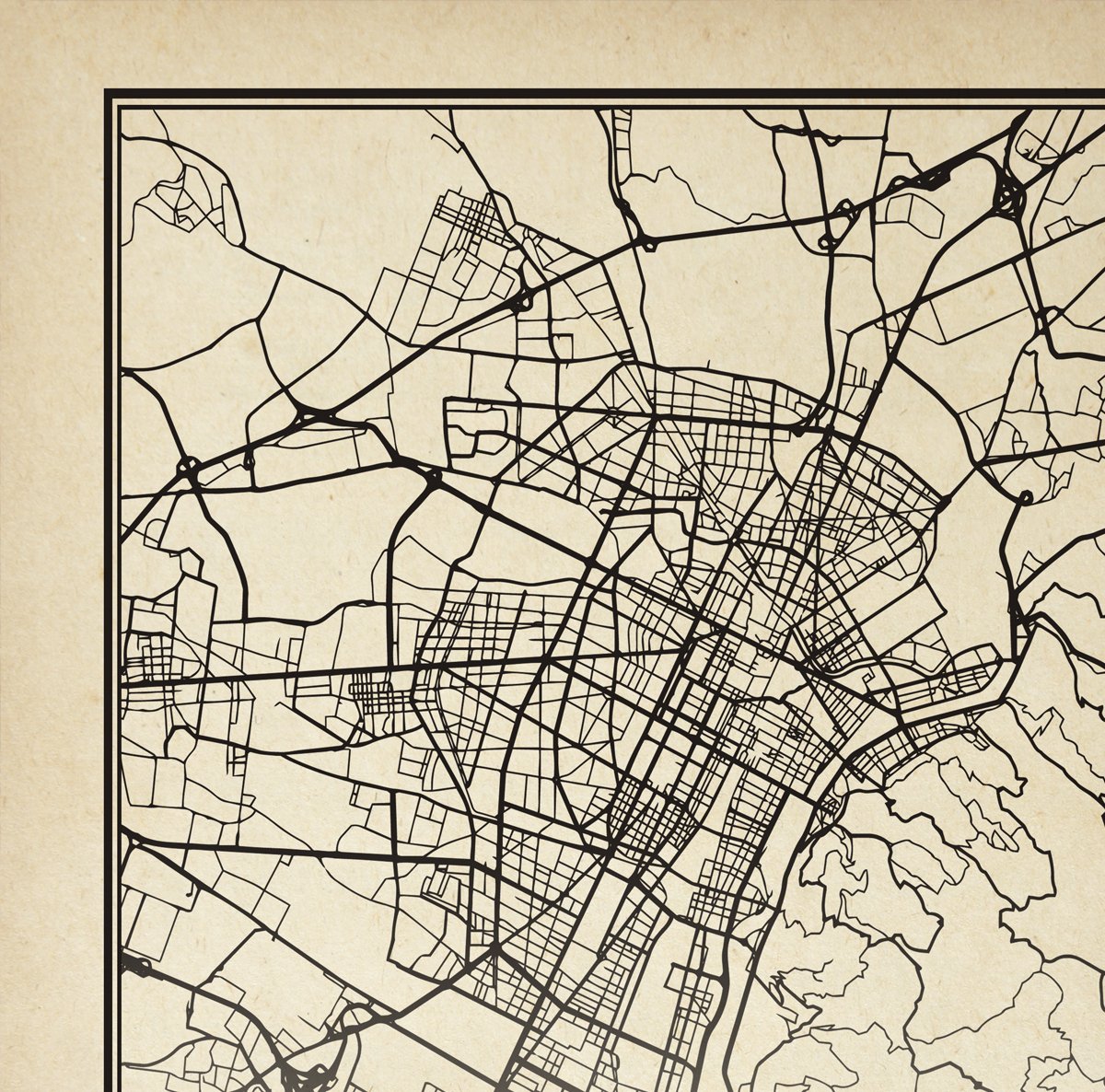 Turin City Map Sepia Poster