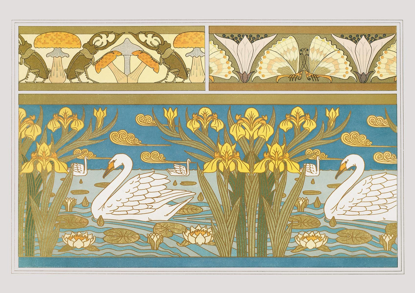 Swans and Butterflies Poster