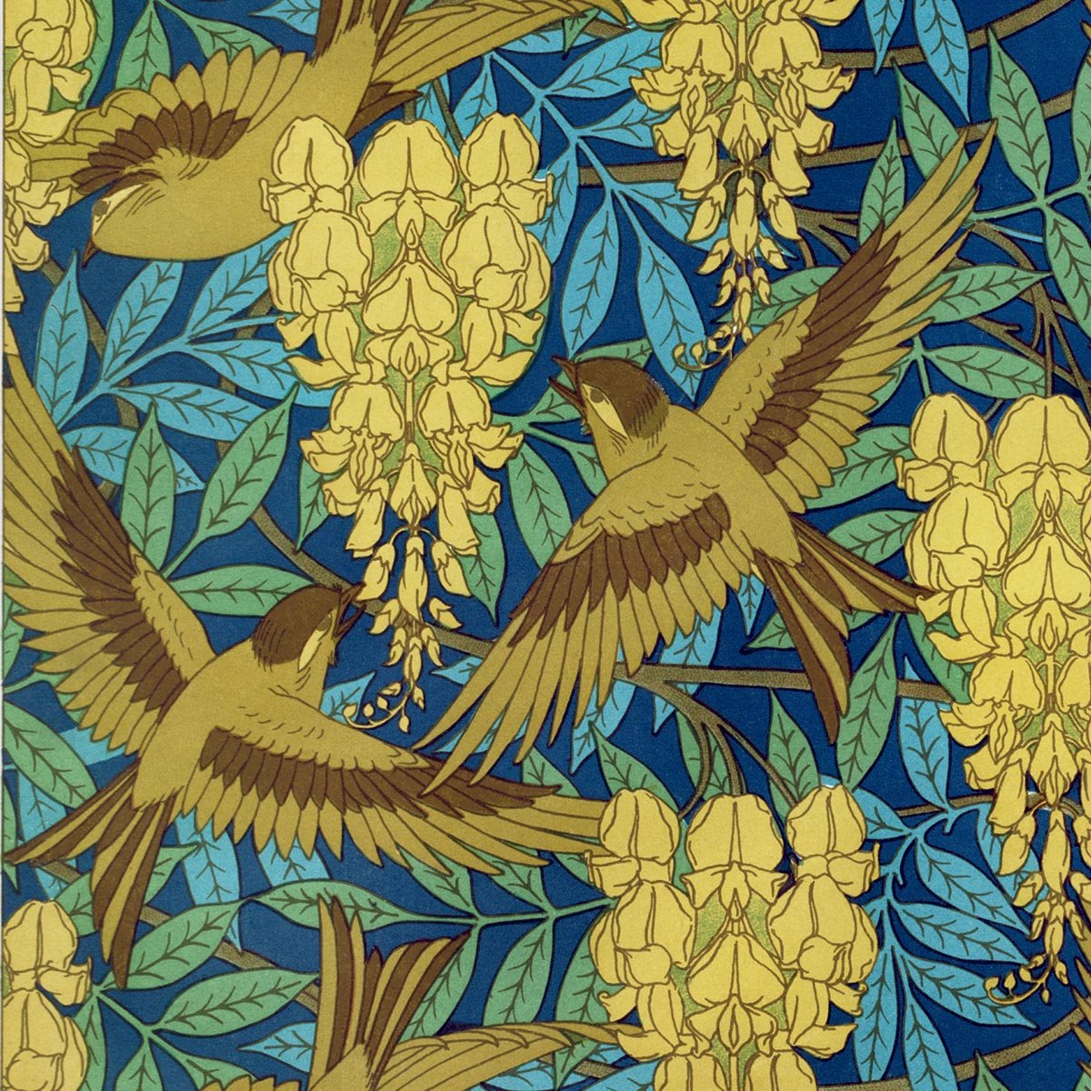 Birds, Flowers and Leaves Poster