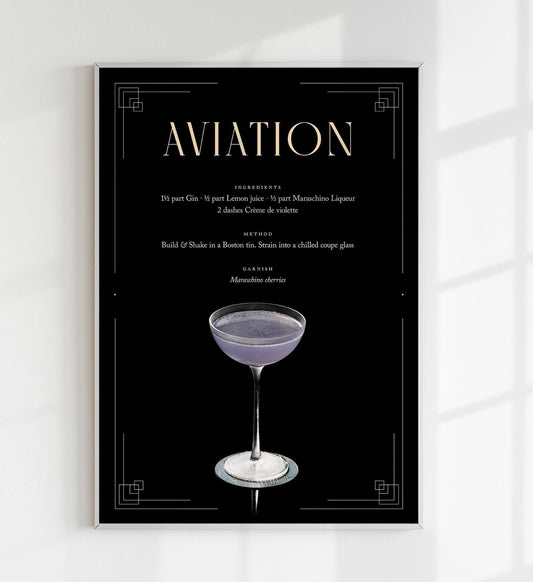 Aviation Cocktail Recipe Poster