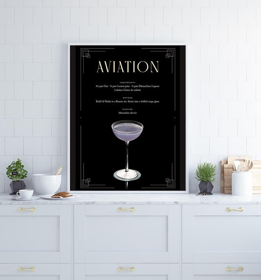 Aviation Cocktail Recipe Poster