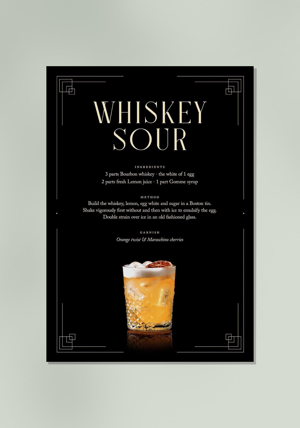Whiskey Sour Cocktail Recipe Poster