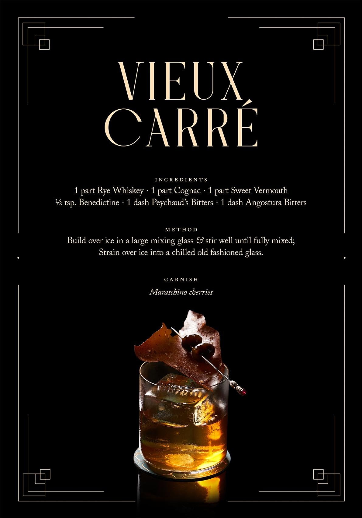 Vieux Carré Cocktail Recipe Poster