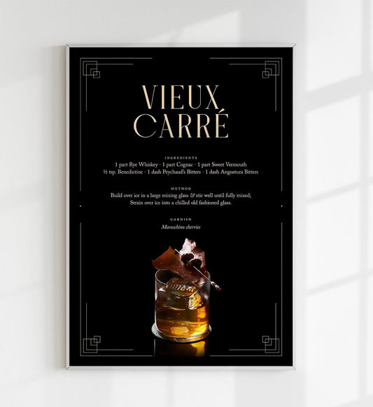 Vieux Carré Cocktail Recipe Poster