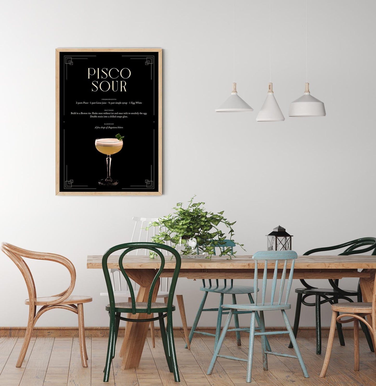 Pisco Sour Cocktail Recipe Poster
