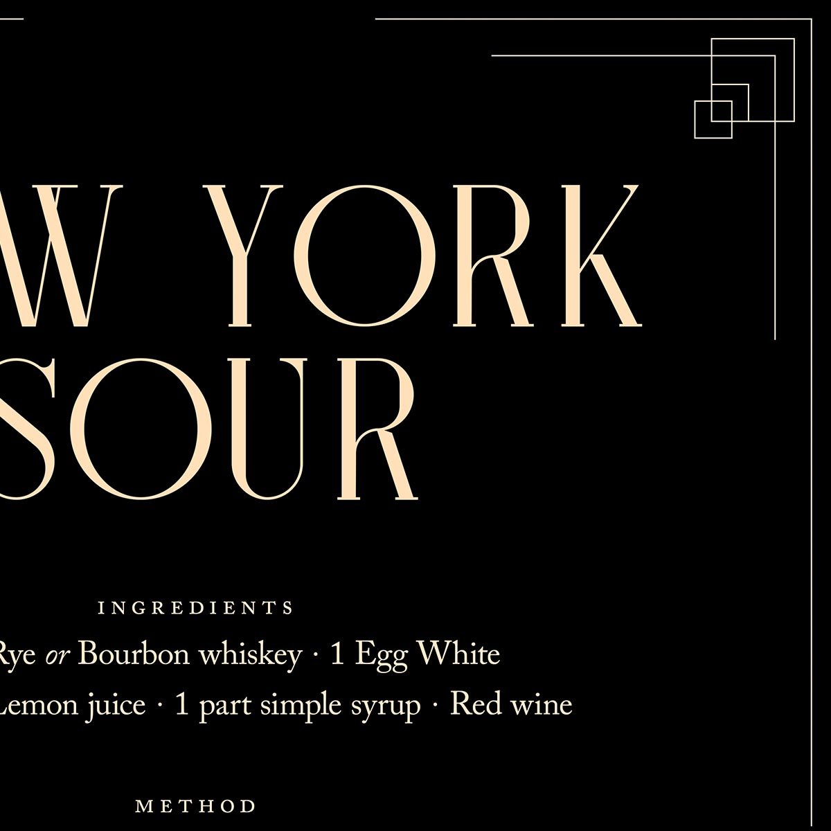 New York Sour Cocktail Recipe Poster