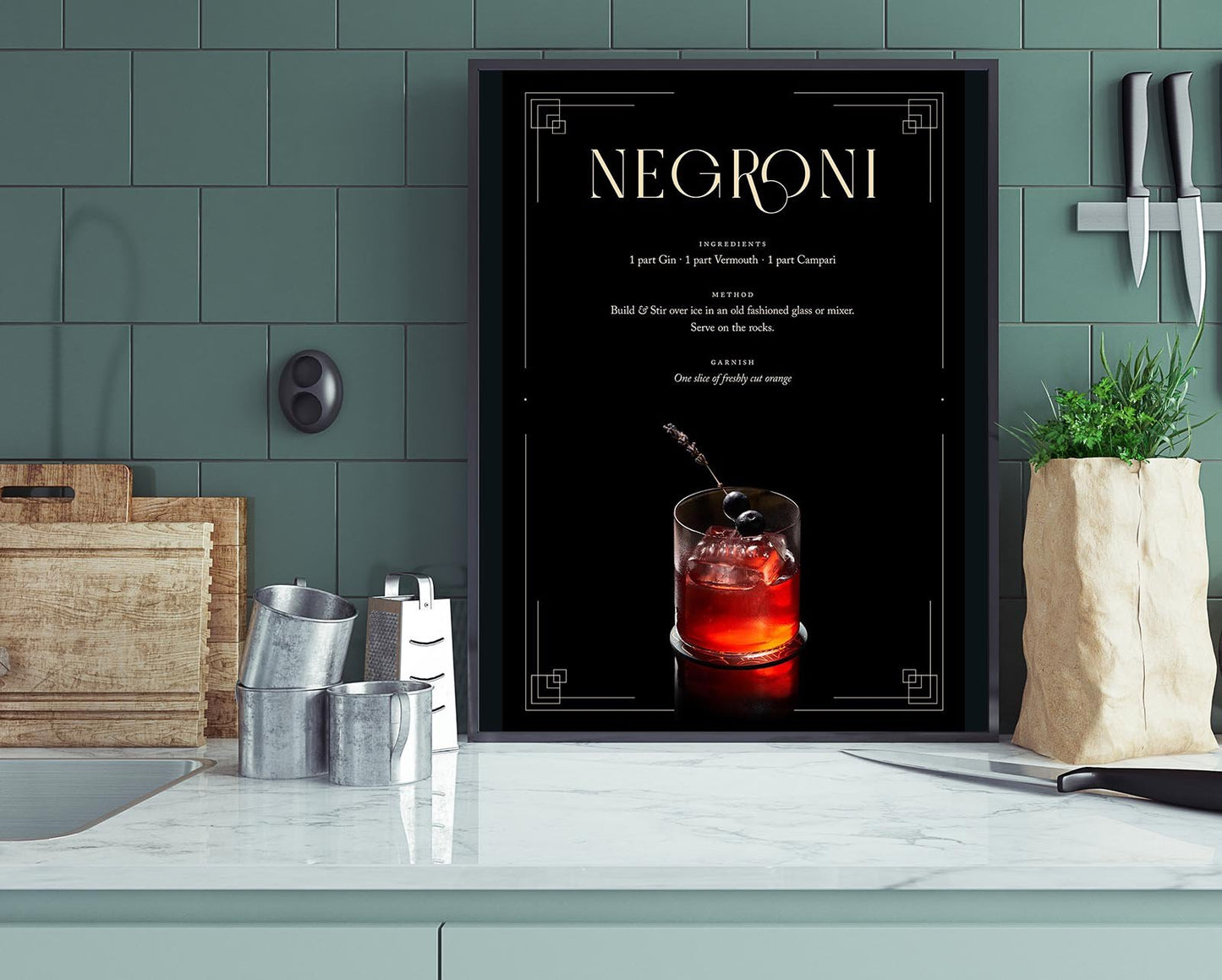 Negroni Cocktail Recipe Poster