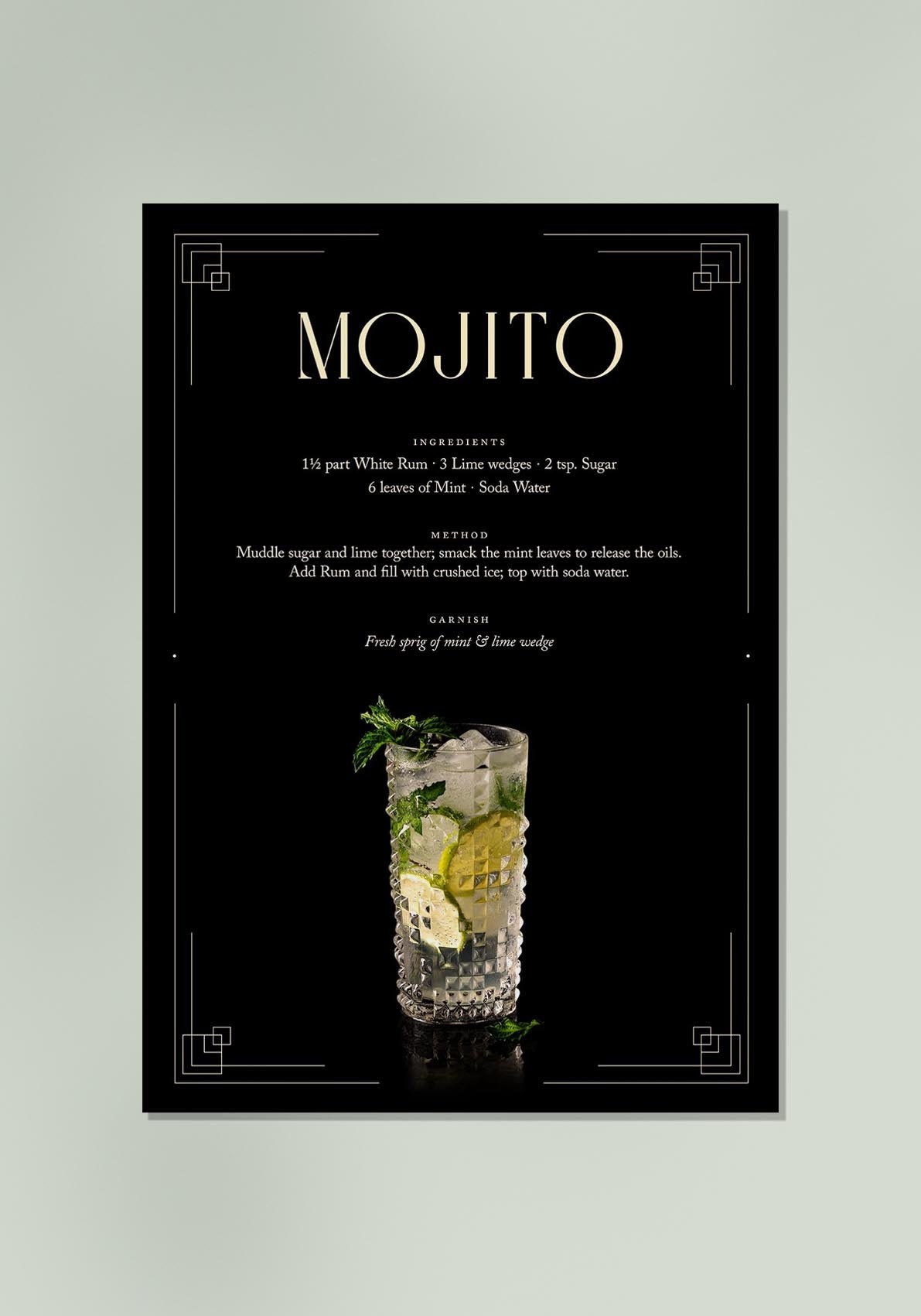 Mojito Cocktail Recipe Poster