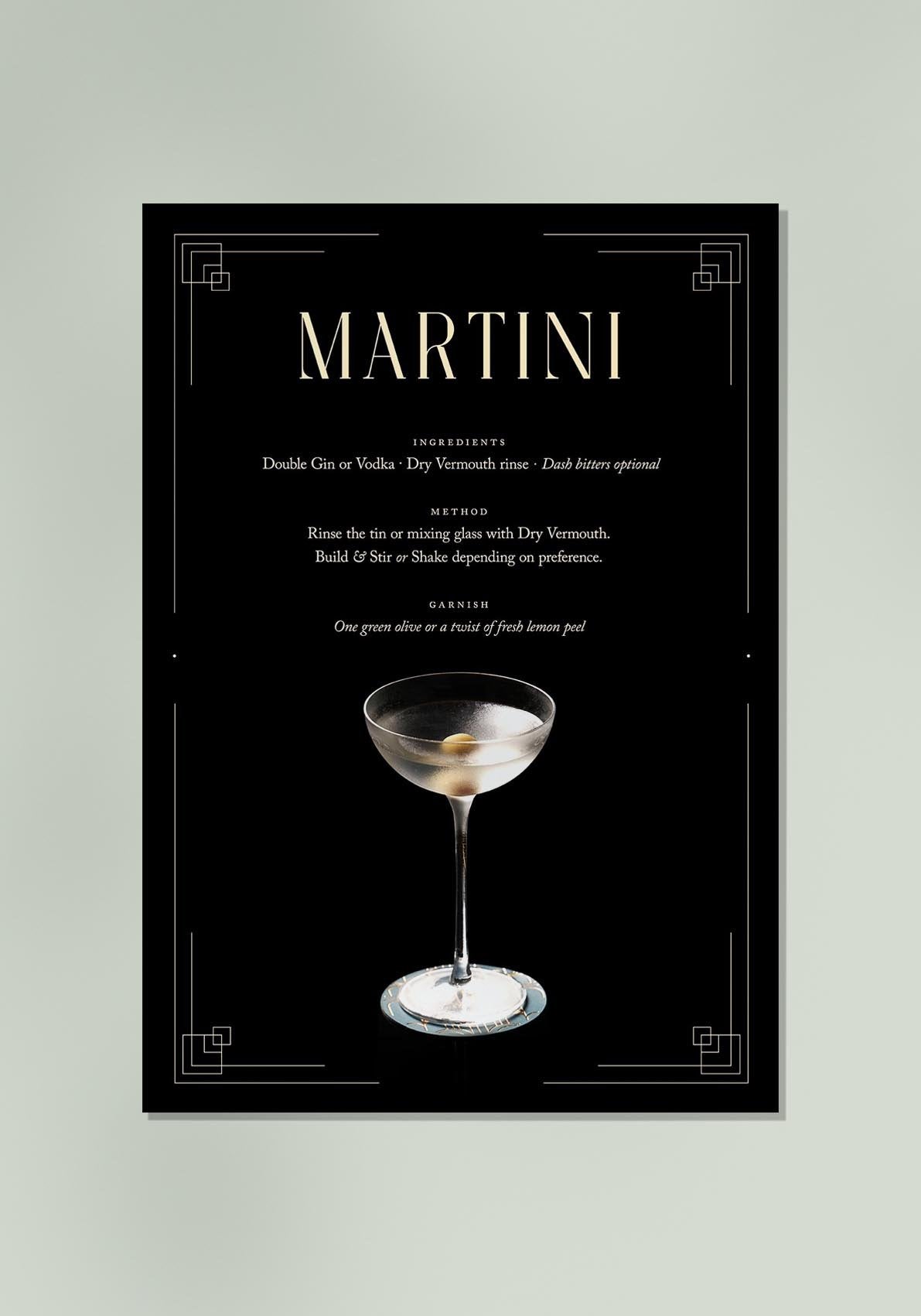 Martini Cocktail Recipe Poster