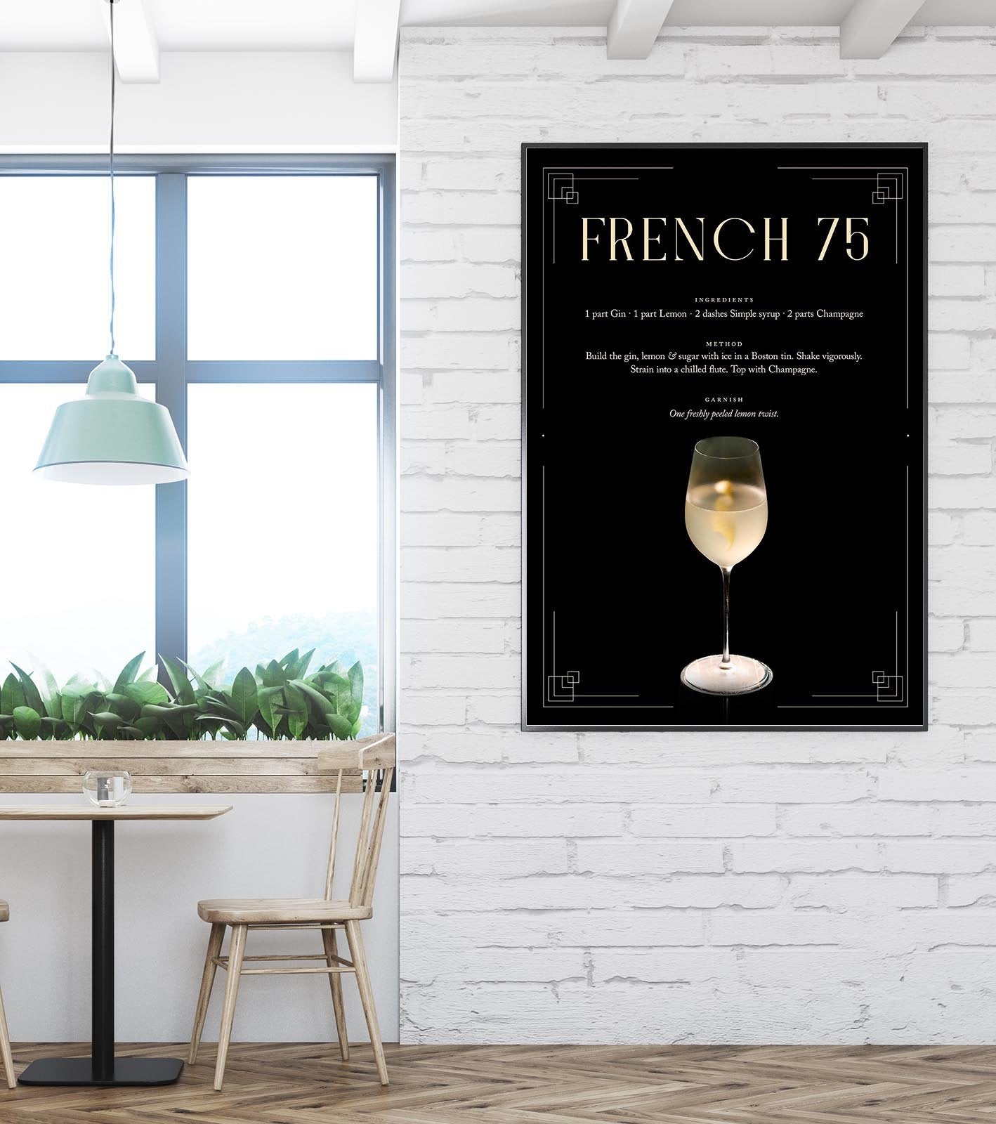 French 75 Cocktail Recipe Poster