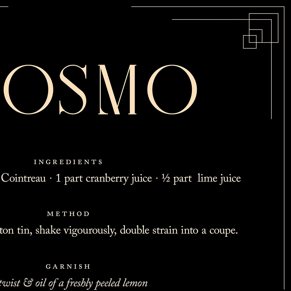 Cosmo Cocktail Recipe Poster