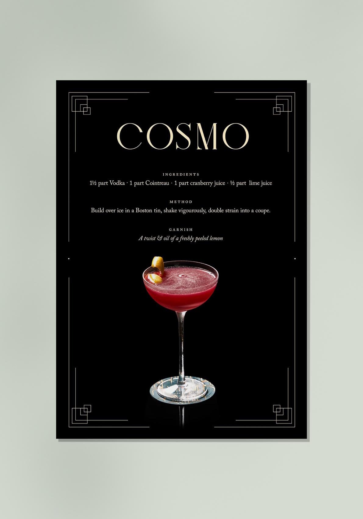 Cosmo Cocktail Recipe Poster