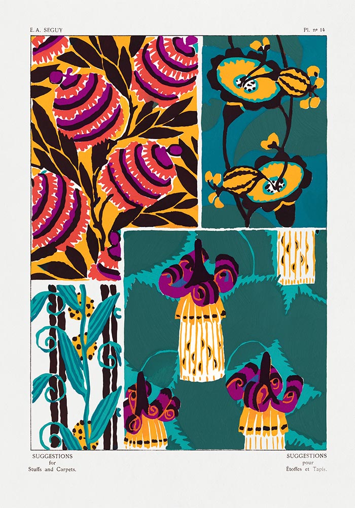 Vintage Flower Patterns Plate Nr.14 by E.A. Séguy