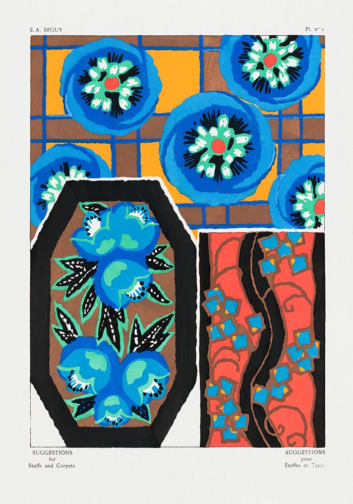 Vintage Flower Patterns Plate Nr.1 by E.A. Séguy