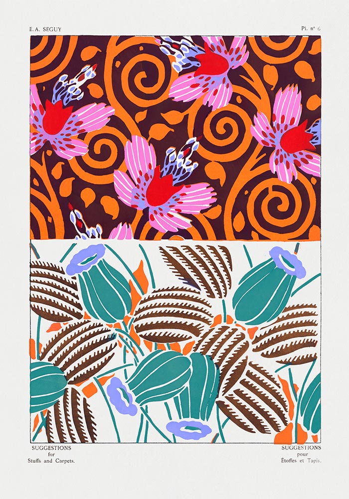 Vintage Flower Patterns Plate Nr.06 by E.A. Séguy
