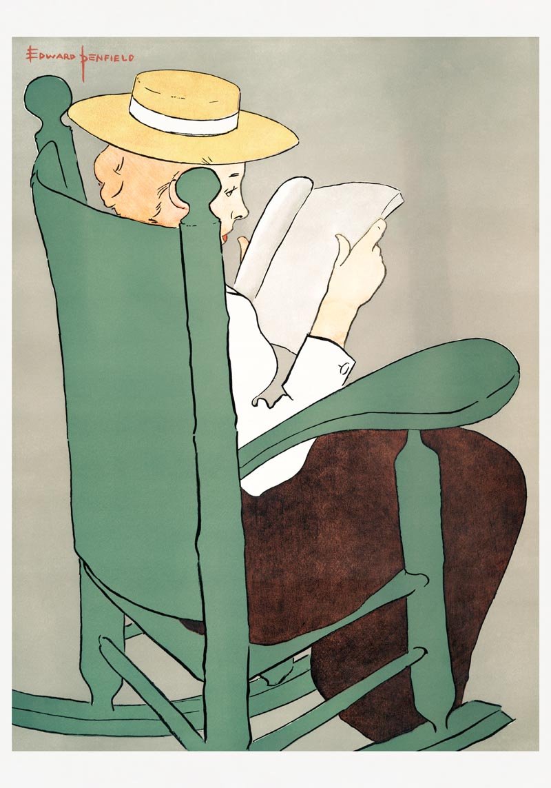 Woman Reading in a Rocking Chair by Edward Penfield