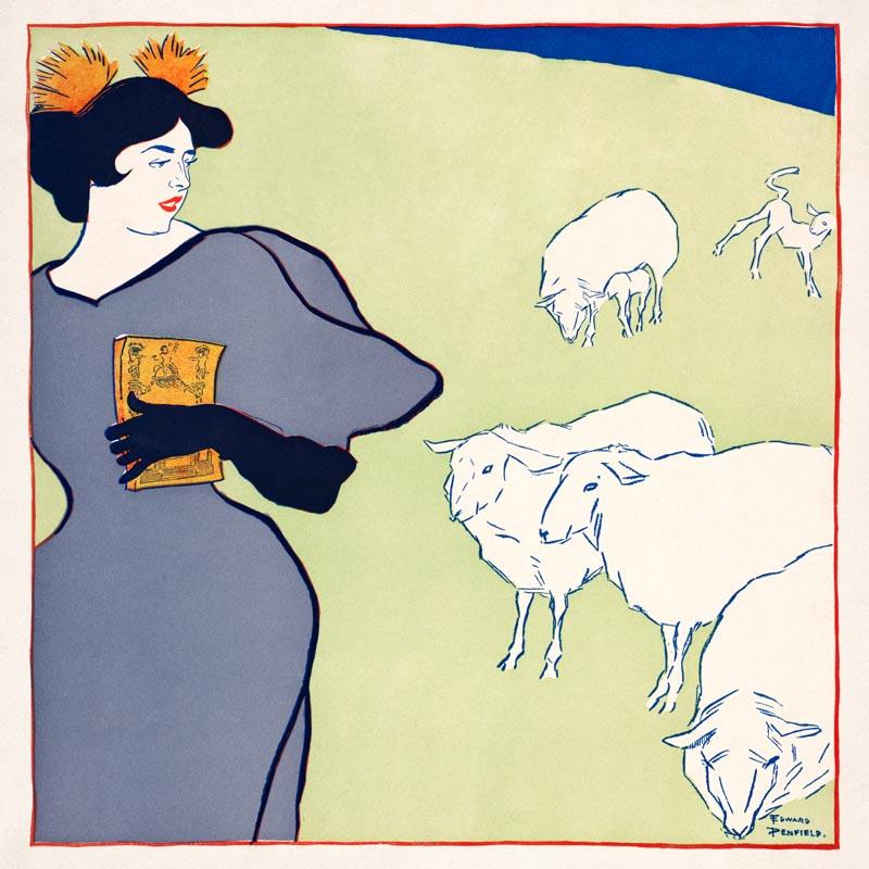 Woman and Sheep by Edward Penfield