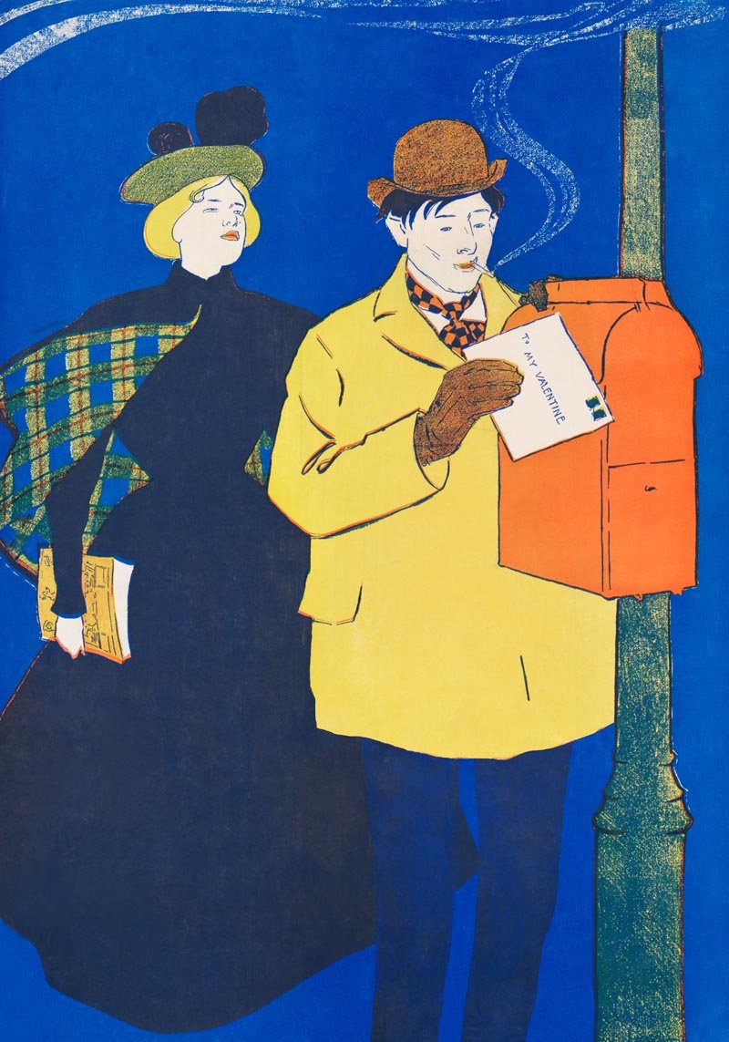 Man and Woman Sending Letter by Edward Penfield