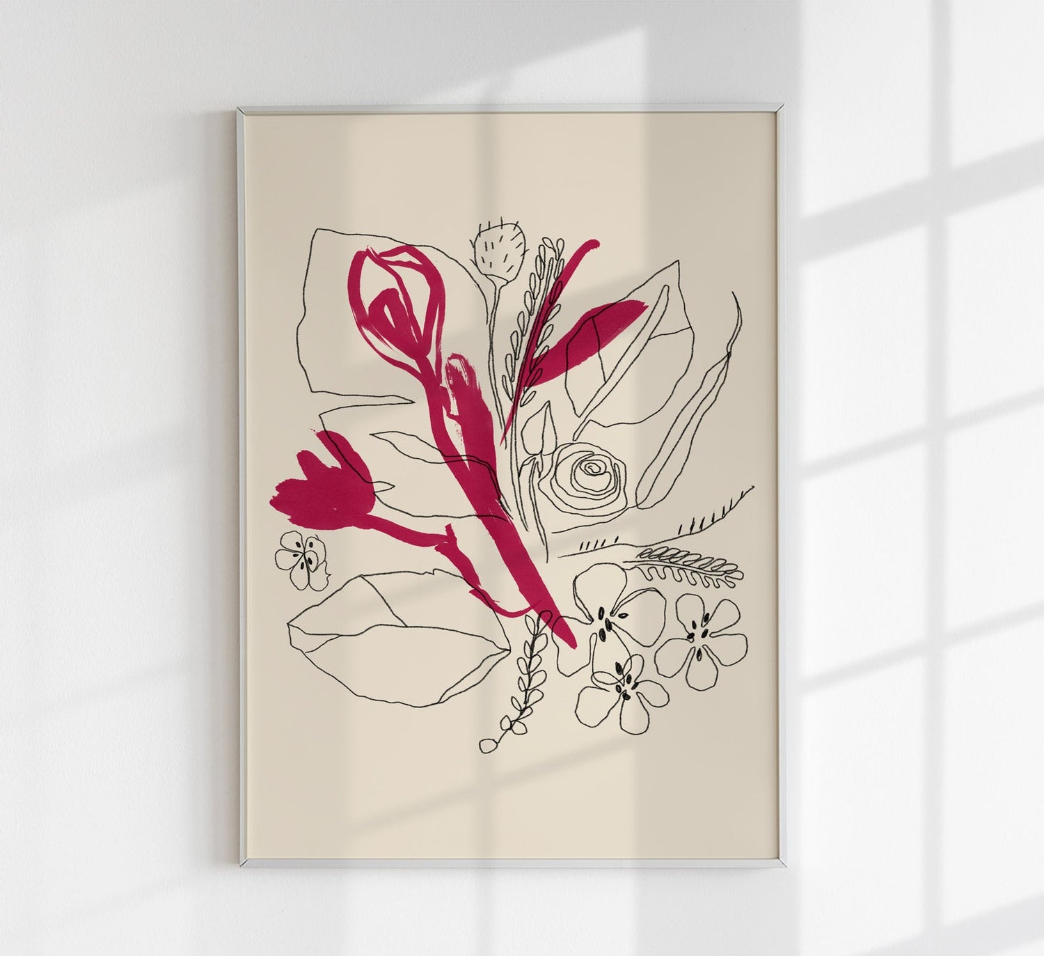 Bouquet Magenta and Black lines Art Poster