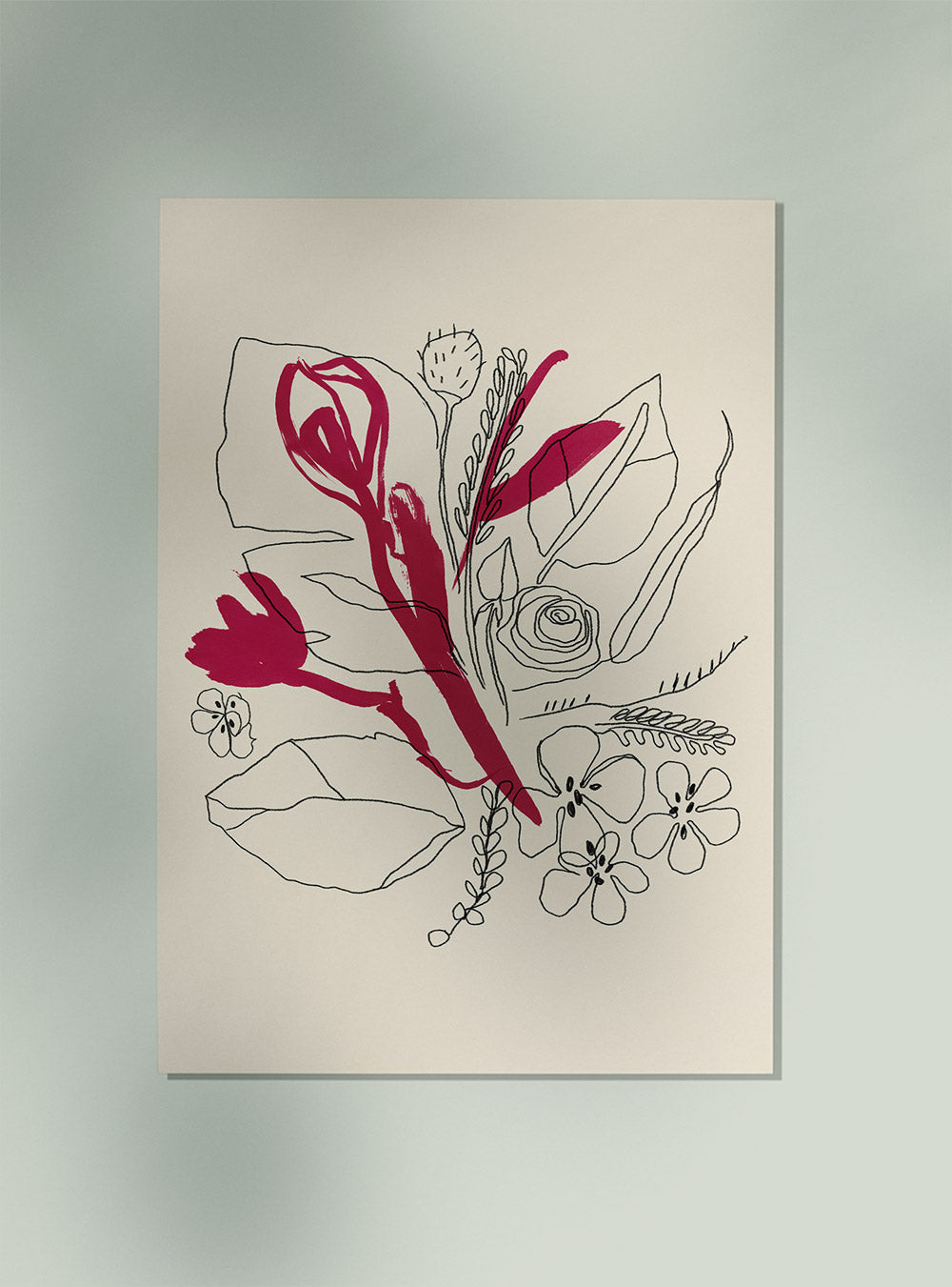 Bouquet Magenta and Black lines Art Poster