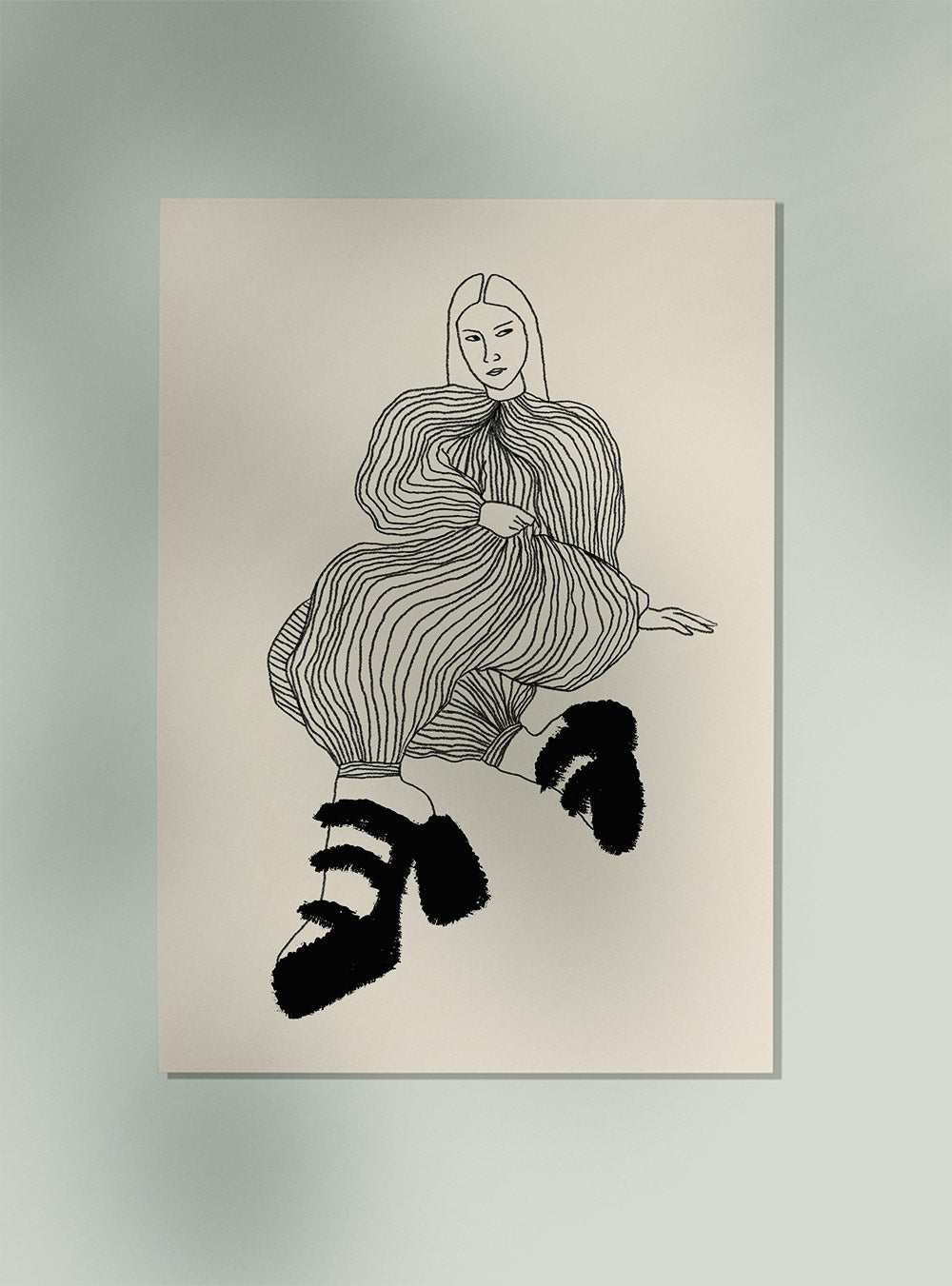  Girl Chill Stripe Dress Art Poster