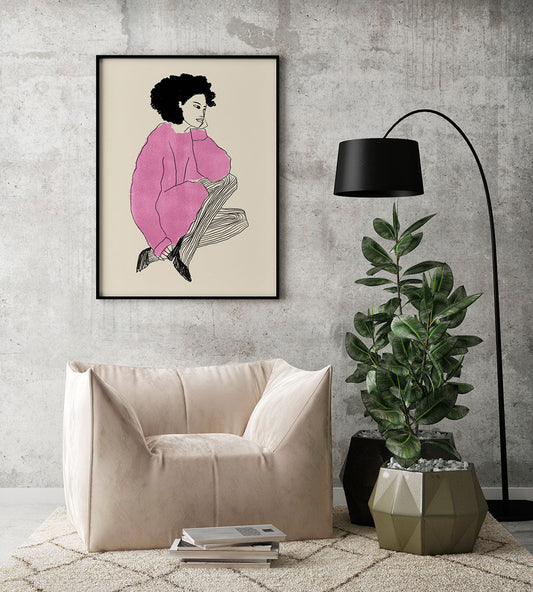 Girl Chill Pink Pullover Art Poster