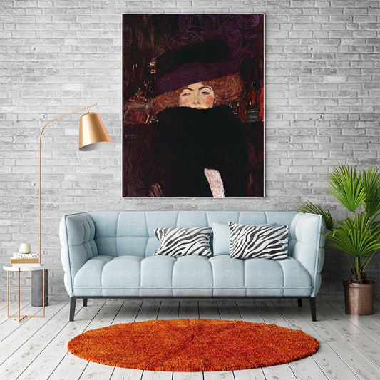 Dame mit Hut und Federboa by Gustav Klimt