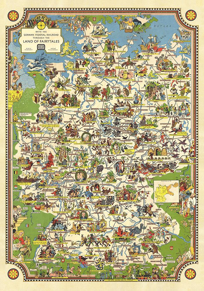 German Fairytale Land Map Poster