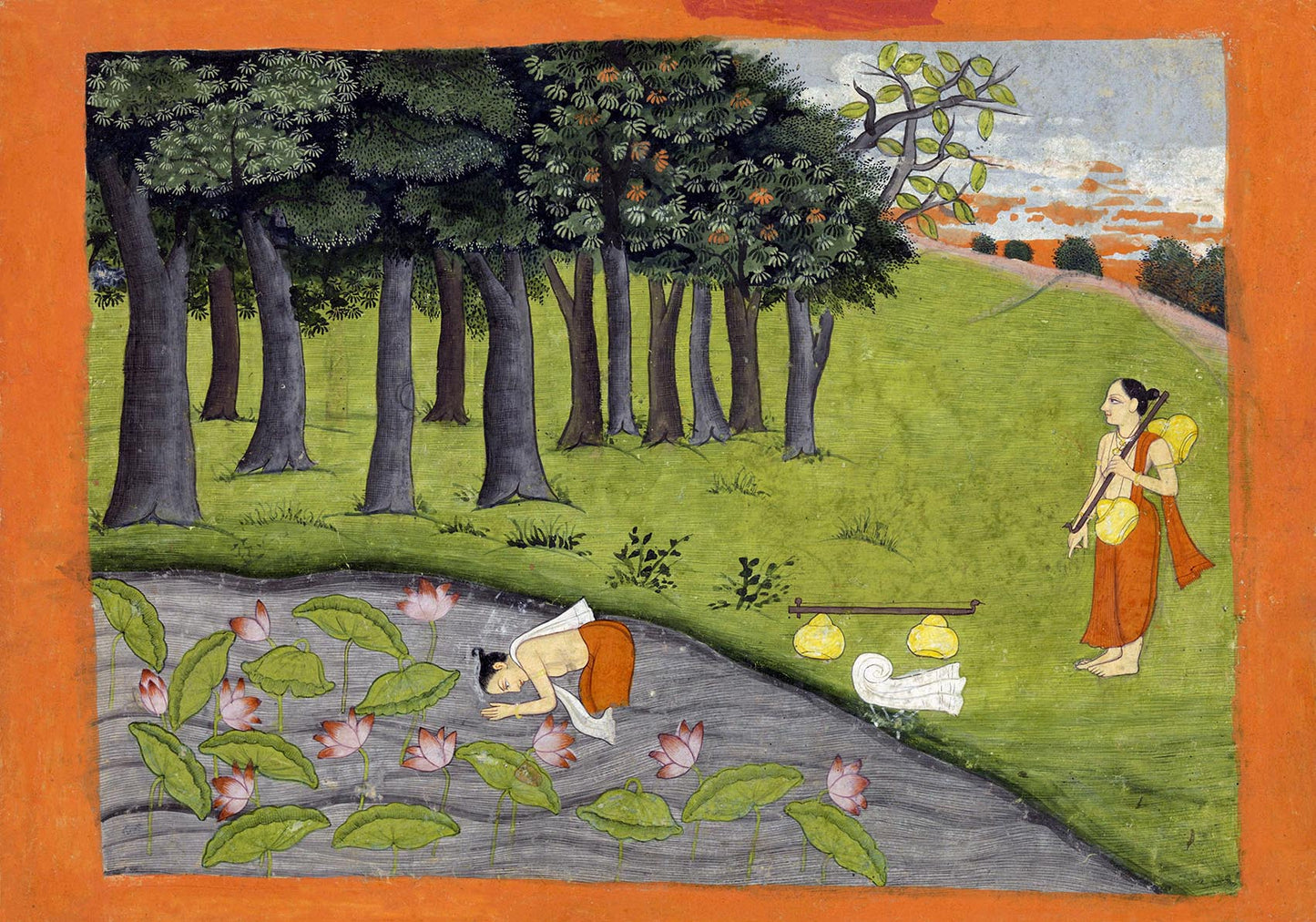 Two ascetics in a landscape Hindu Poster