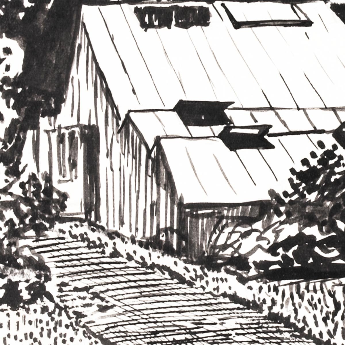 Figure and Buildings Drawing by Henry Lyman