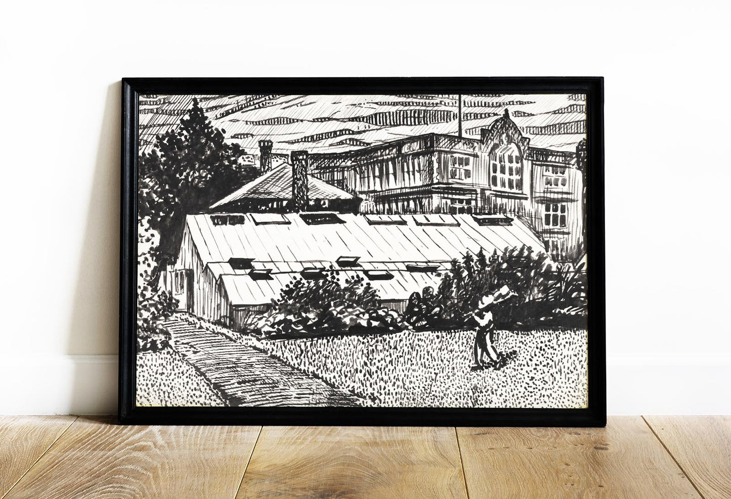 Figure and Buildings Drawing by Henry Lyman