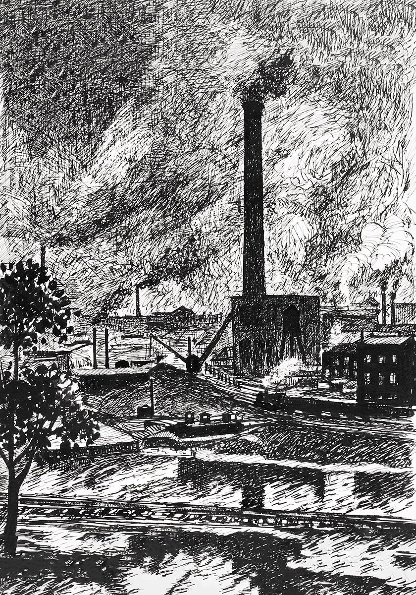Industrial Scene Drawing by Henry Lyman