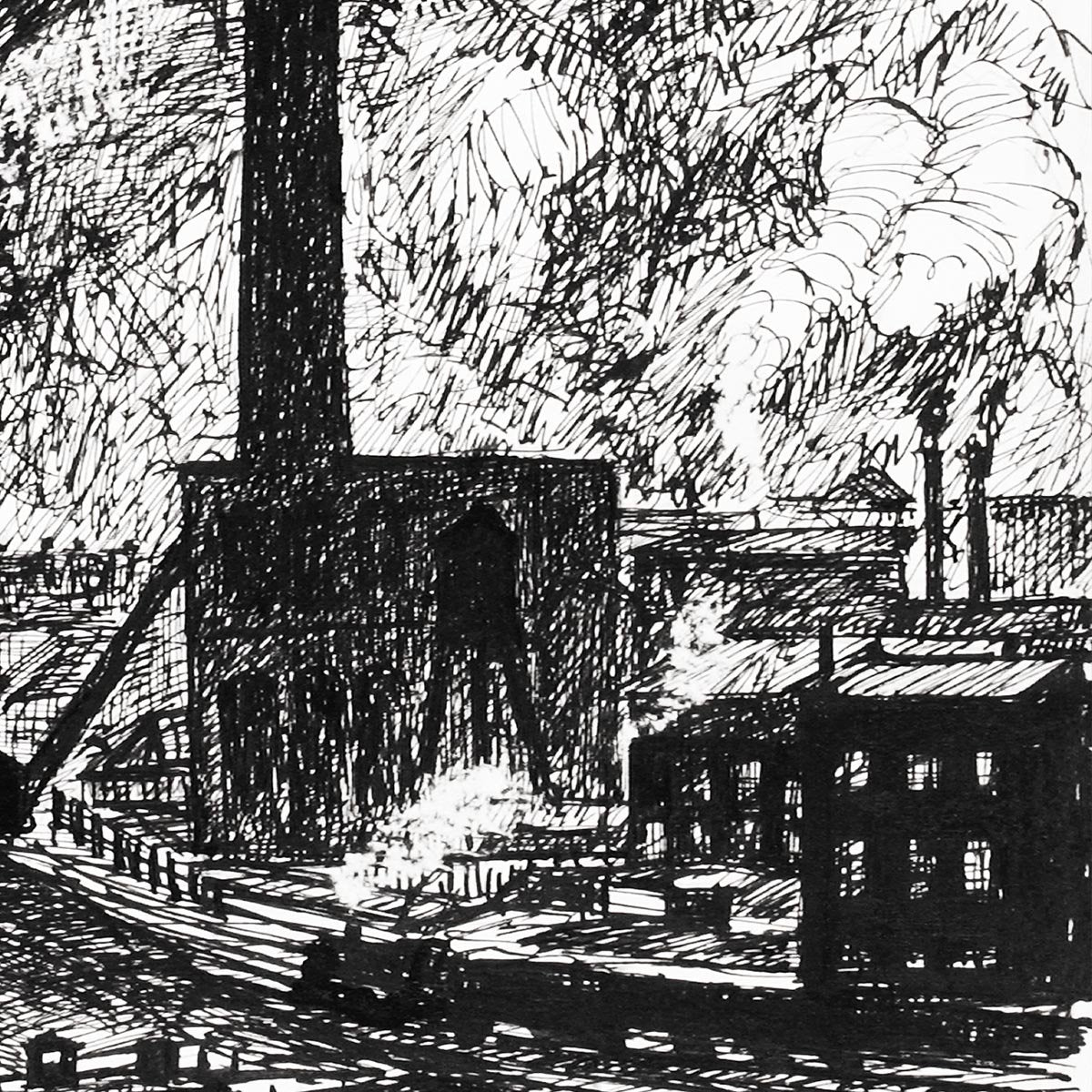 Industrial Scene Drawing by Henry Lyman
