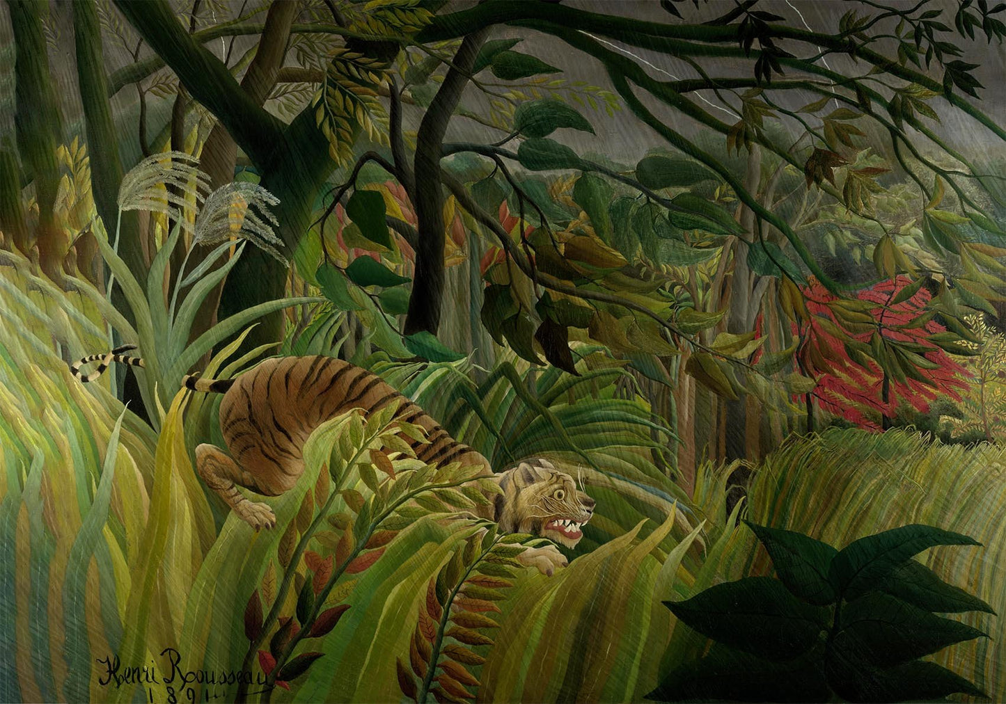 Tiger in a Tropical Storm by Rousseau Art Print
