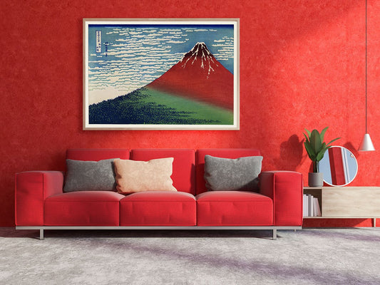 Mount Fuji Red by Katsushika Hokusai Poster