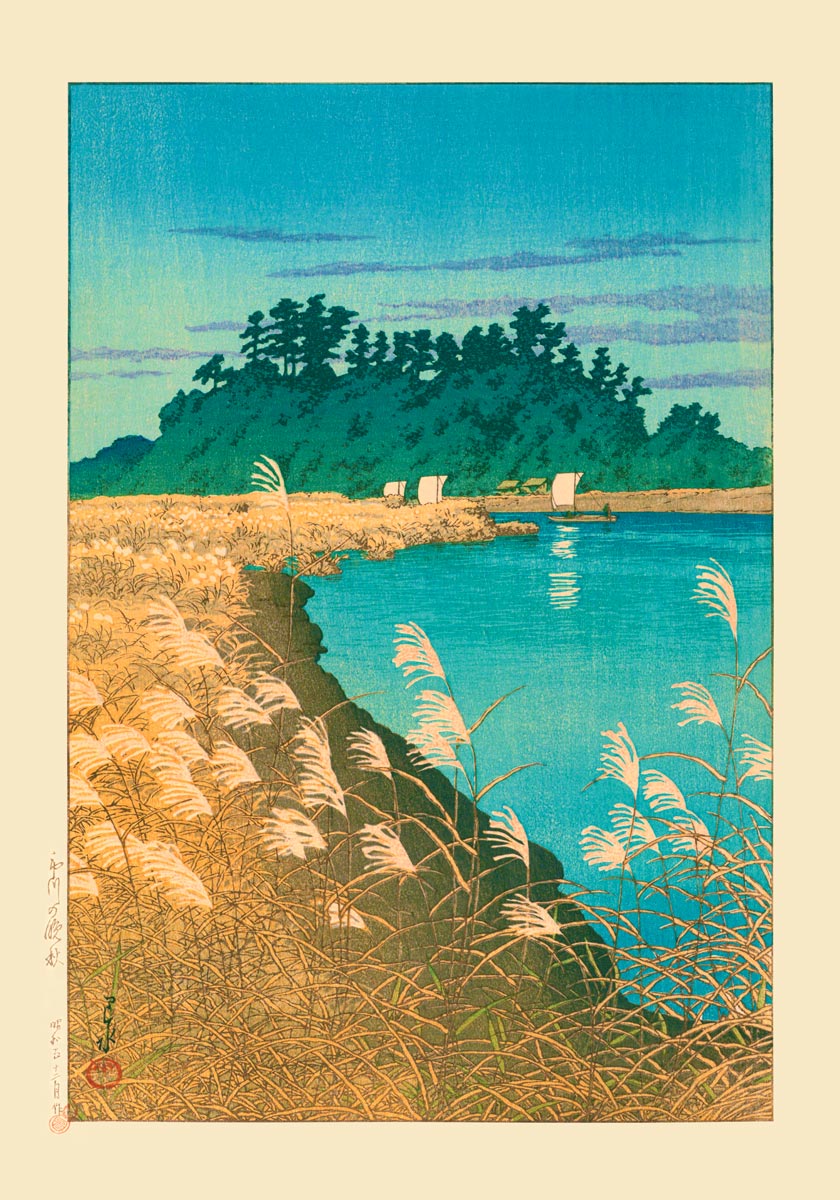 Late Autumn in Ichikawa Art Print by Kawase Hasui 