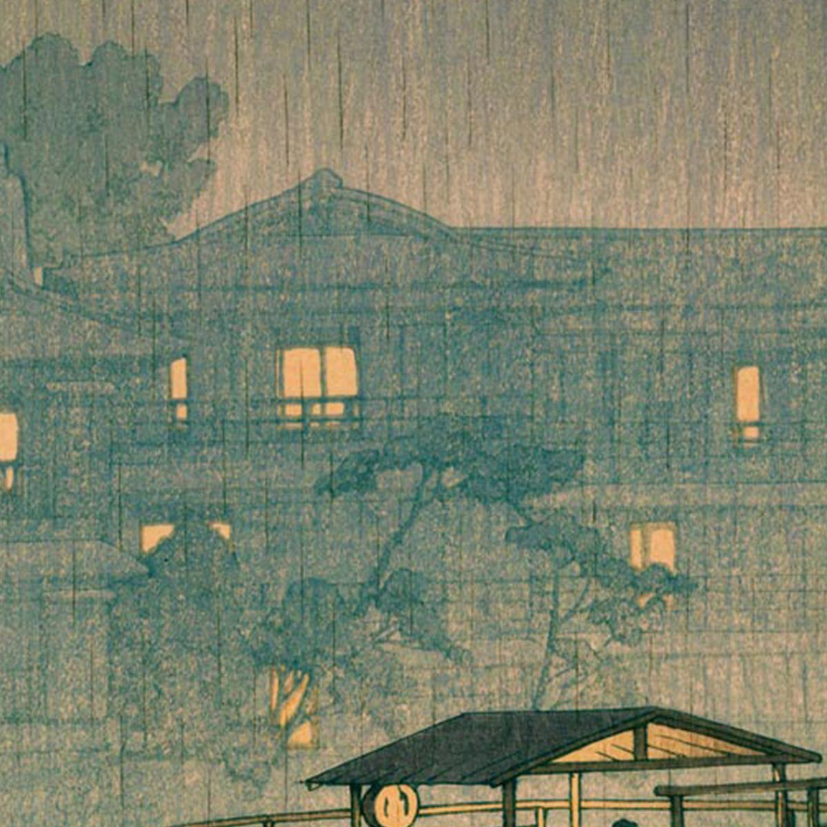 Shuzenji in Rain Art Print by Hasui
