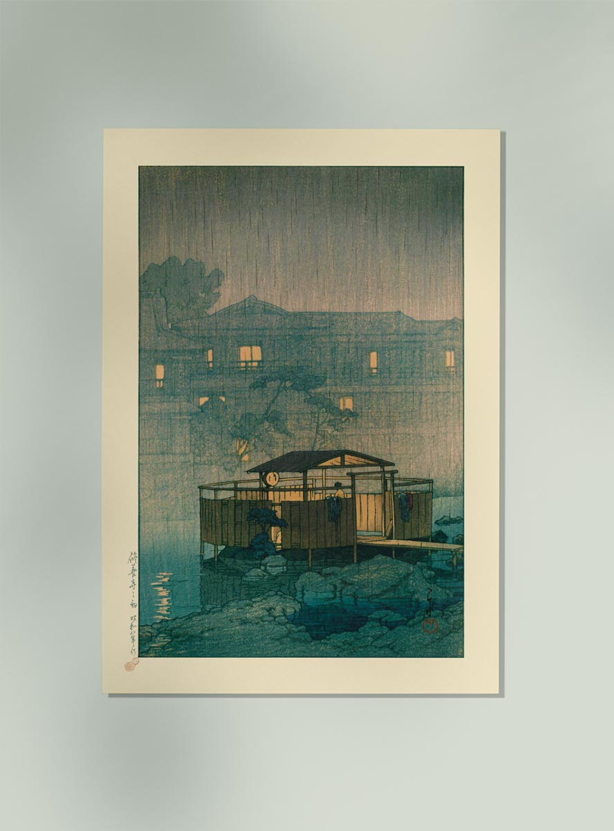 Shuzenji in Rain Art Print by Hasui