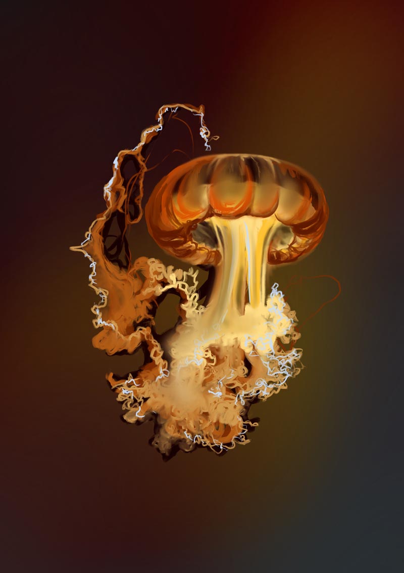 Energy Kiss Jellyfish Wall Art Print by Julia Charlott