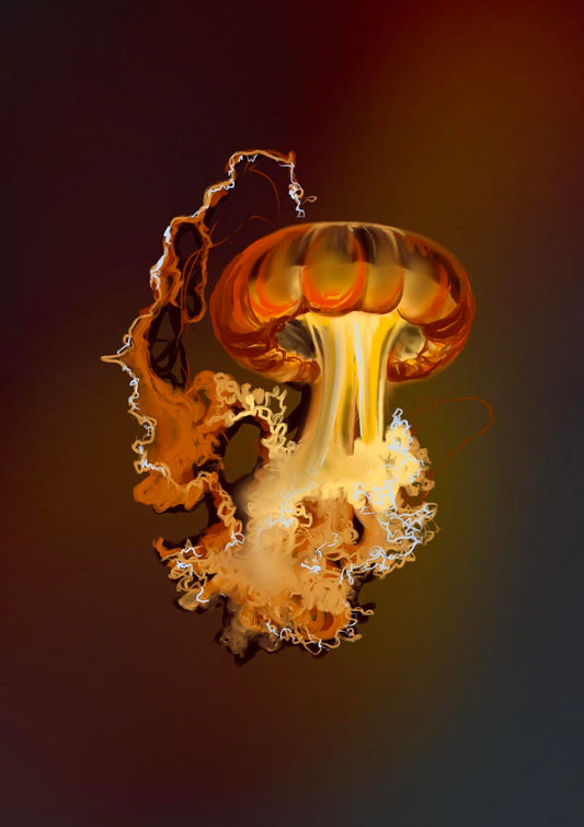 Energy Kiss Jellyfish Wall Art Print by Julia Charlott