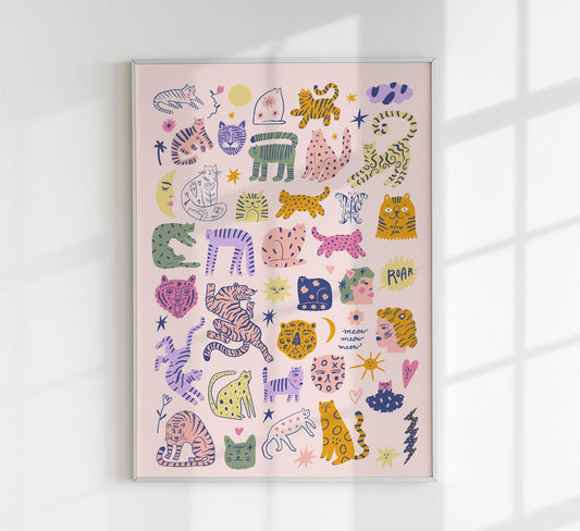 All the Cats Art Poster by Kuriosis