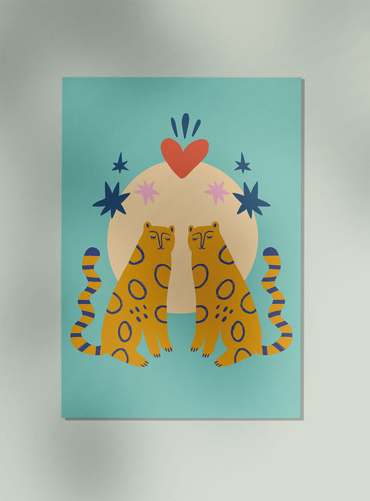 Double Trouble Cats Art Poster