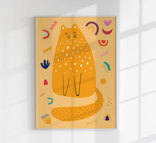 Yellow Cat Art Poster