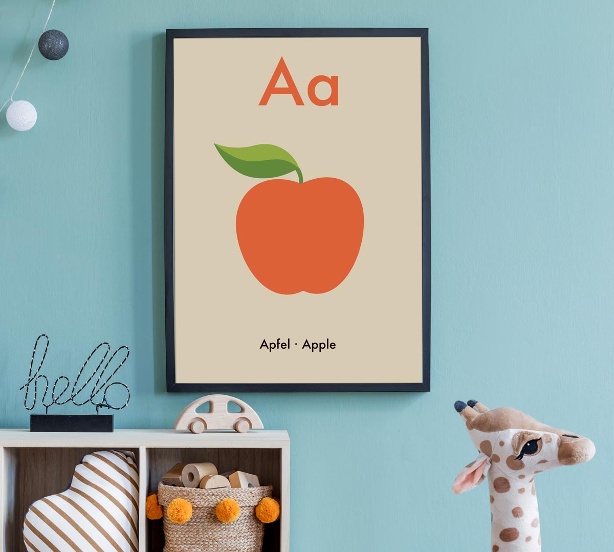 A for Apple Alphabet in German and English Art Print