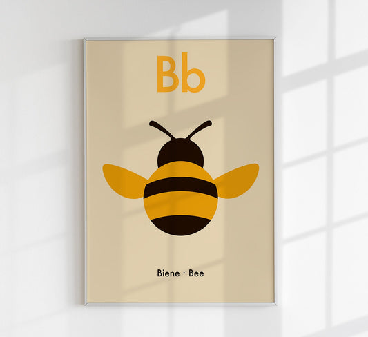 B for Bee - Children's Alphabet Poster in German and English