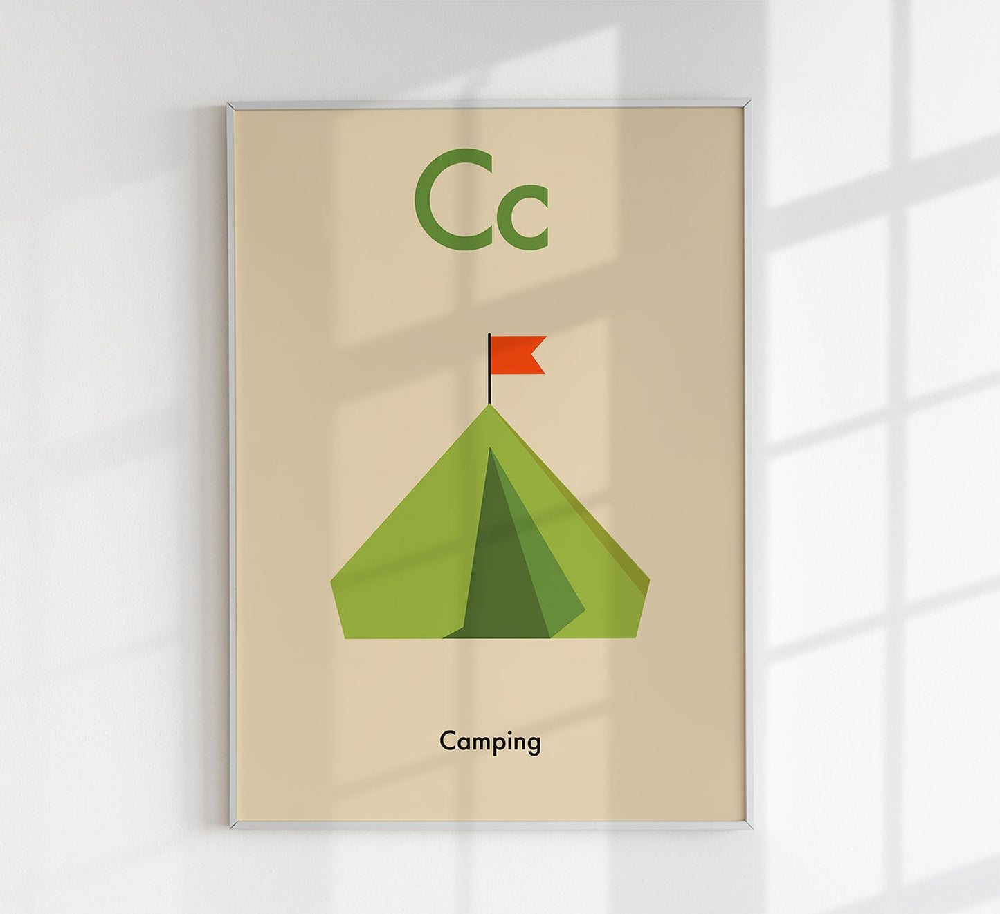 C for Camping - Children's Alphabet Poster in German and English