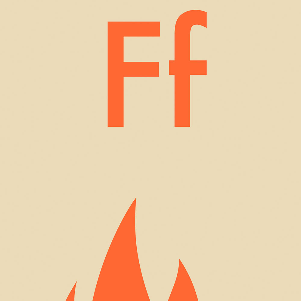 F for Fire - Children's Alphabet Poster in German and English