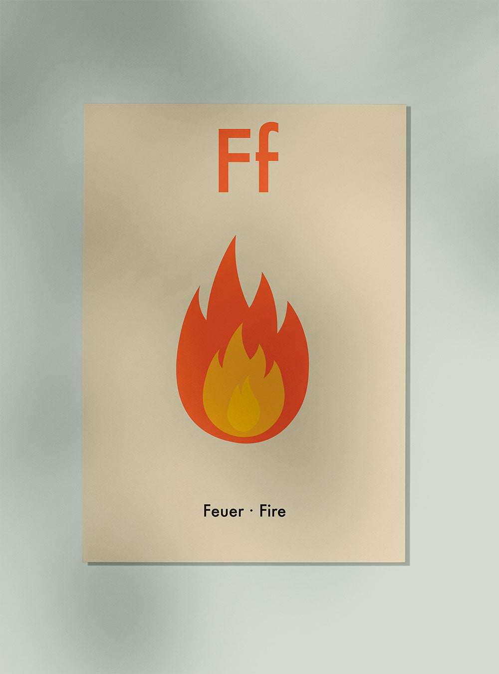 F for Fire - Children's Alphabet Poster in German and English