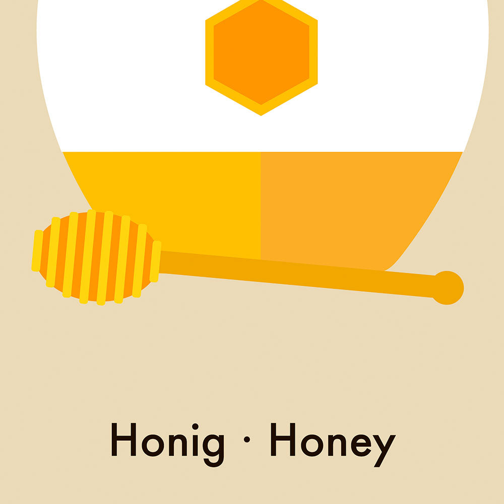 H for Honey - Children's Alphabet Poster in German and English